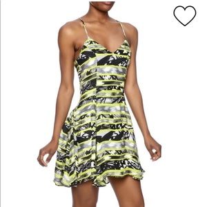 Parker Racerback Yellow Black Spaghetti Strap Silk Mini Dress Size Small